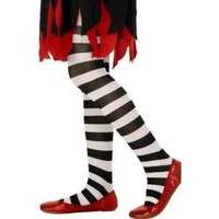 Tights Black and White Striped Age 6-12