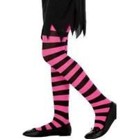 tights black and fuchsia striped a