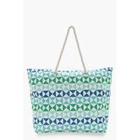 Tile Print Beach Bag - turquoise