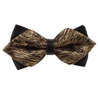 Tiger Stripes Gold Diamond Tip Bow Tie