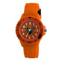 Tikkers Boys Orange Rubber/silicone Strap Spider Web Watch Tk0032