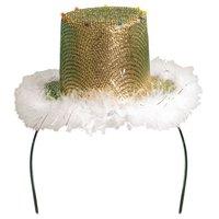 Tiara Sequin Gold Hat With White Fur