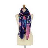 Tilley & Grace Navy Blue and Pink Silk Scarf