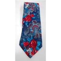 Tie Rack blue & red mix floral print silk tie