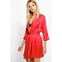 tie waist kimono robe red