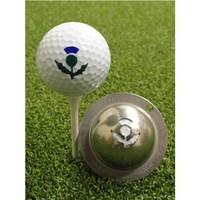 tin cup ball marker thistle