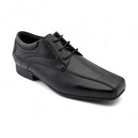 times black leather boys lace up school shoes