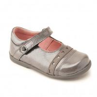 tiffany gunmetal grey patent girls riptape first walking shoes