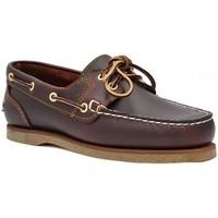 timberland classic boat 2 eye womens loafers casual shoes in brown