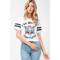 tiger crop slogan sweat t shirt