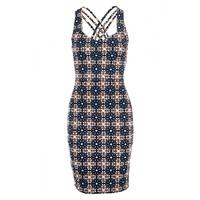 TILE SCUBA LATTICE BACK DRESS