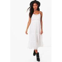 Tiered Summer Midi Dress - ecru