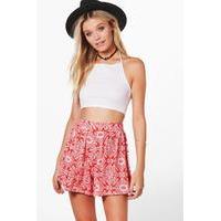 tile print flippy shorts red