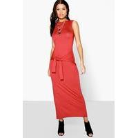 Tie Waist Detail Maxi Dress - chestnut