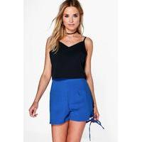 Tie Side High Waist Shorts - cobalt