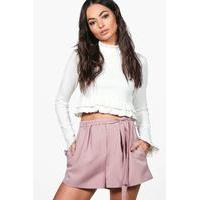 tie belt tailored shorts mauve