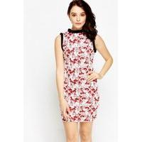 Tie Up Neck Contrast Dress