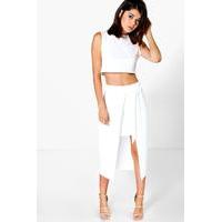 Tie Waist Skirt And Crop Co-Ord Set - ivory