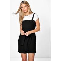 Tie Pinafore Dress - black