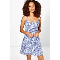 Tile Printed Swing Dress - blue