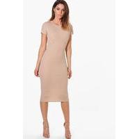 Tie Waist Fitted Dress - stone