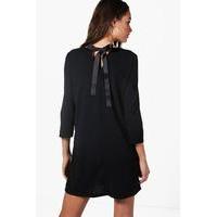 tie back tailored dress black