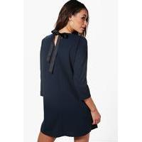 Tie Back Tailored Dress - navy