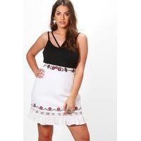 Tina Embroidered Ruffle Hem Skirt - ivory