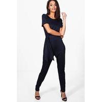 Tie Front Tailored Jumpsuit - navy