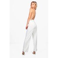 tia strappy open back wide leg jumpsuit ivory