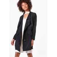 tie waist waterfall utility jacket black