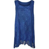 tina lace hanky hem sleeveless top blue