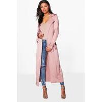 tie cuff slinky maxi trench mauve