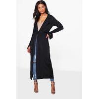 tie cuff slinky maxi trench black