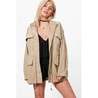 tie waist utility jacket taupe