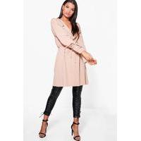 Tie Sleeve Belted Duster - stone