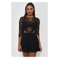 Tia Black LUXE Crochet Playsuit