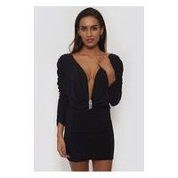 Tia Black Embellished Bodycon Dress