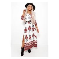 Tiana Bardot Split Floral Maxi Dress
