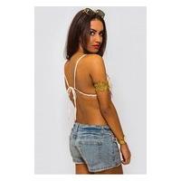 tikki beige crochet bralet top