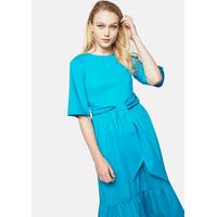 Tie front dress with gathered skirt and hem