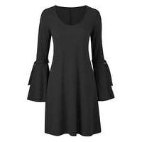 Tie Sleeve Rib Swing Dress