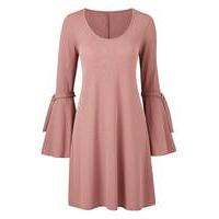 tie sleeve rib swing dress