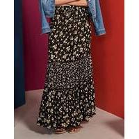Tiered Maxi Skirt with Ladder Lace Trim