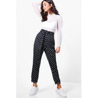 tie waist slim line woven trouser black