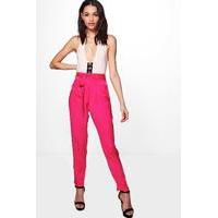 Tie Waist Slimline Luxe Trousers - magenta