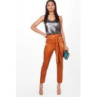 Tie Waist Slimline Luxe Trousers - copper