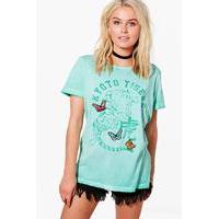 Tiger Print Applique Tee - jade