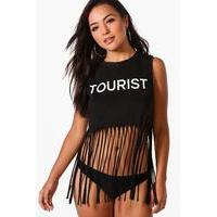 tilly tourist fringe beach tee black