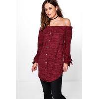 Tie Sleeve Bardot Top - wine